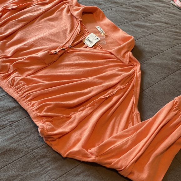 NWT Free People Darren Cropped Linen/ Cotton Long Billowing sleeves | size M - Picture 2 of 9